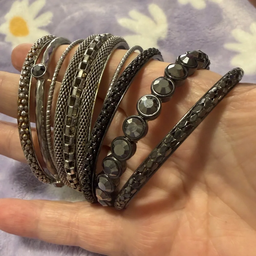 Stylish Silver and Black Bangle Set
You get all for one low price - Picture 6 of 12